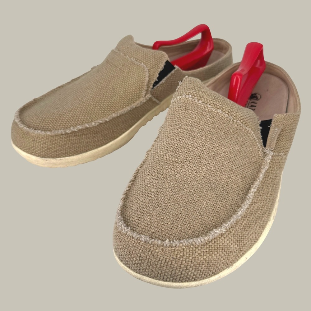Lazystep Canvas Mule Shoes Men 15 Khaki Tan Slip On Backless Comfort Casual